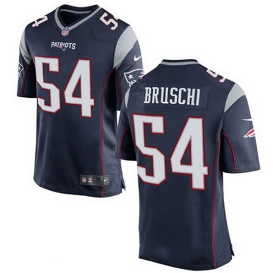Youth New England Patriots Retired Player #54 Tedy Bruschi Navy Blue Stitched NFL Nike Game Jersey