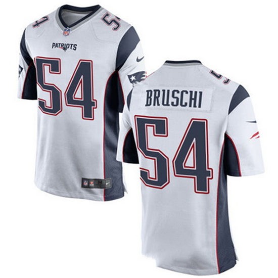 Youth New England Patriots Retired Player #54 Tedy Bruschi White Stitched NFL Nike Game Jersey