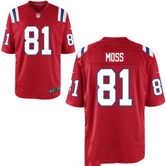 Youth New England Patriots Retired Player #81 Randy Moss Red Stitched NFL Nike Game Jersey