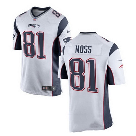 Youth New England Patriots Retired Player #81 Randy Moss White Stitched NFL Nike Game Jersey