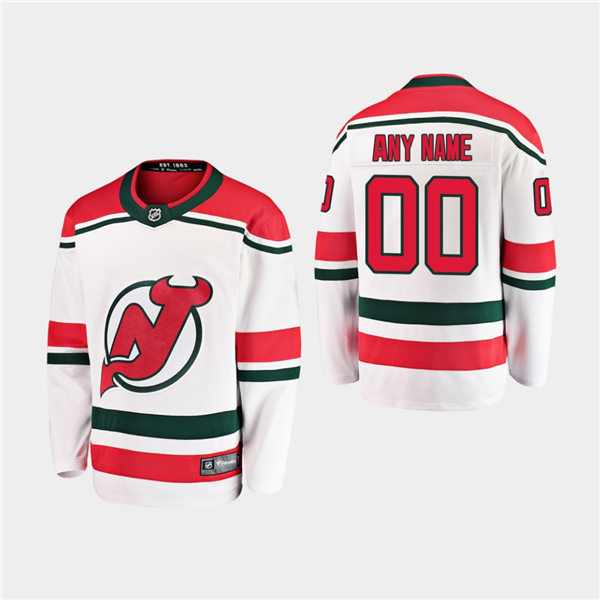 Youth New Jersey Devils Custom adidas White Alternate Jersey Stitched