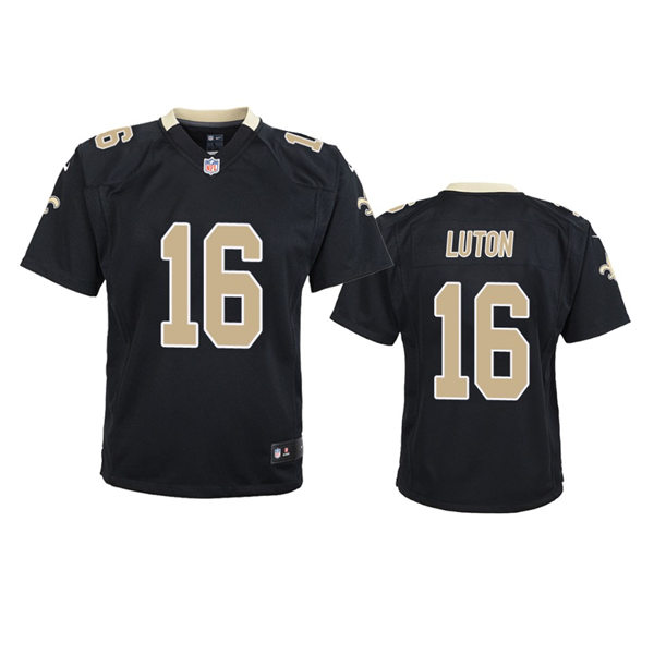 Youth New Orleans Saints #16 Jake Luton Nike Black Limited Jersey