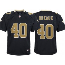 Youth New Orleans Saints #40 Delvin Breaux Black Game Jersey