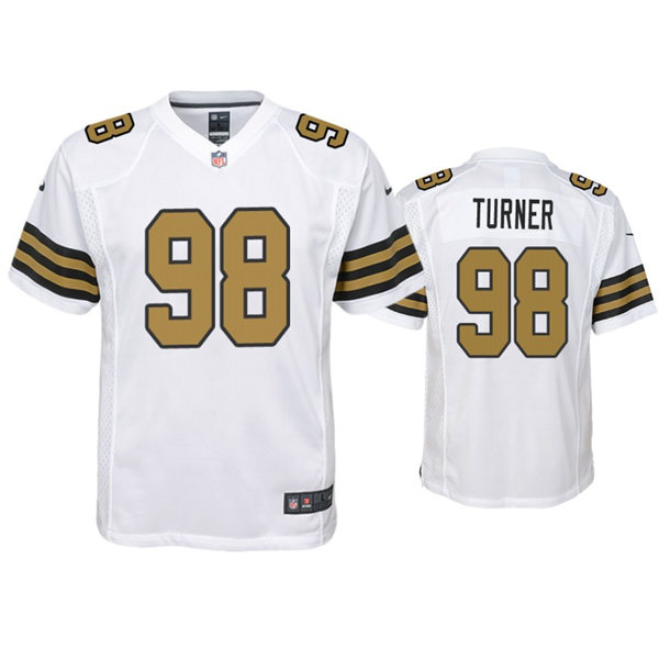 Youth New Orleans Saints #98 Payton Turner Nike White Color Rush Jersey