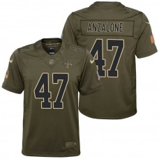 Youth New Orleans Saints Alex Anzalone Olive 2017 Salute to Service Game Jersey