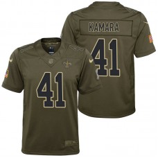 Youth New Orleans Saints Alvin Kamara Olive 2017 Salute to Service Game Jersey