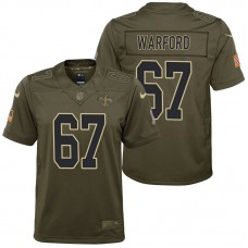 Youth New Orleans Saints Larry Warford Olive 2017 Salute to Service Game Jersey