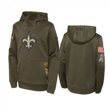 Youth New Orleans Saints Nike Olive 2022 Salute to Service Performance Hoodie