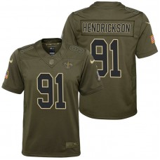 Youth New Orleans Saints Trey Hendrickson Olive 2017 Salute to Service Game Jersey
