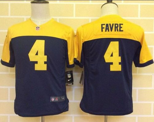 Youth New Packers #4 Brett Favre Navy Blue Alternate Stitched NFL New Elite Jersey