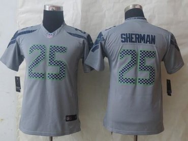 Youth New Seattle Seahawks #25 Richard Sherman Grey NFL Limited Jersey