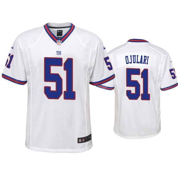 Youth New York Giants #51 Azeez Ojulari Nike White Color Rush Jersey