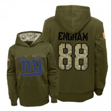 Youth New York Giants #88 Evan Engram Olive Hoodie 2018 Salute To Service