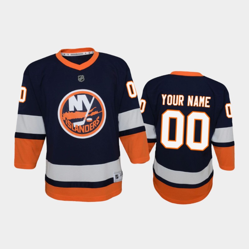 Youth New York Islanders Custom Navy Adidas Stitched 2021 REVERSE RETRO JERSEYS Stitched