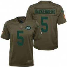 Youth New York Jets Christian Hackenberg Olive 2017 Salute to Service Game Jersey
