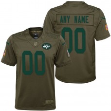 Youth New York Jets Olive 2017 Salute to Service Game Customized Jersey