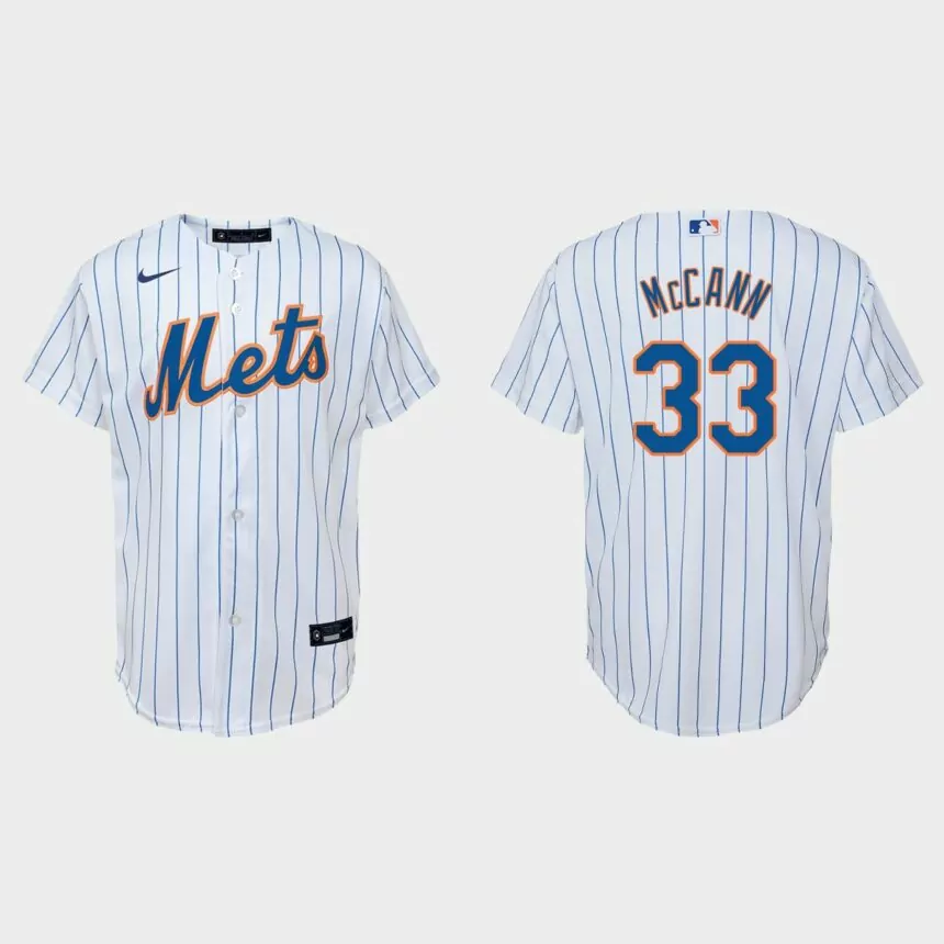Youth New York Mets #33 James McCann White Replica Home Jersey