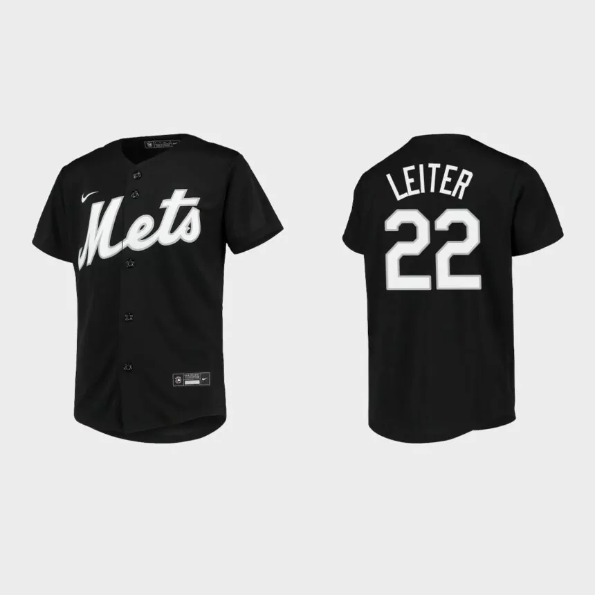Youth New York Mets Al Leiter Black Replica Team Jersey