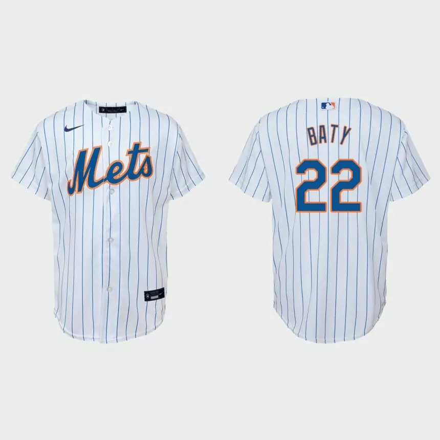Youth New York Mets Brett Baty White Replica Home Jersey