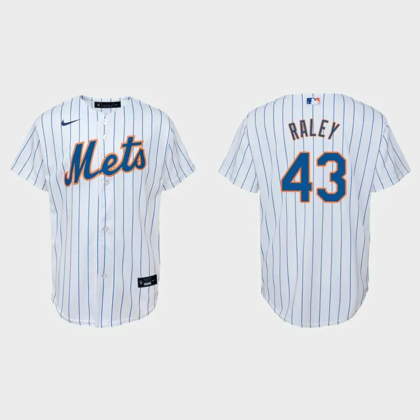 Youth New York Mets Brooks Raley White Replica Home Jersey
