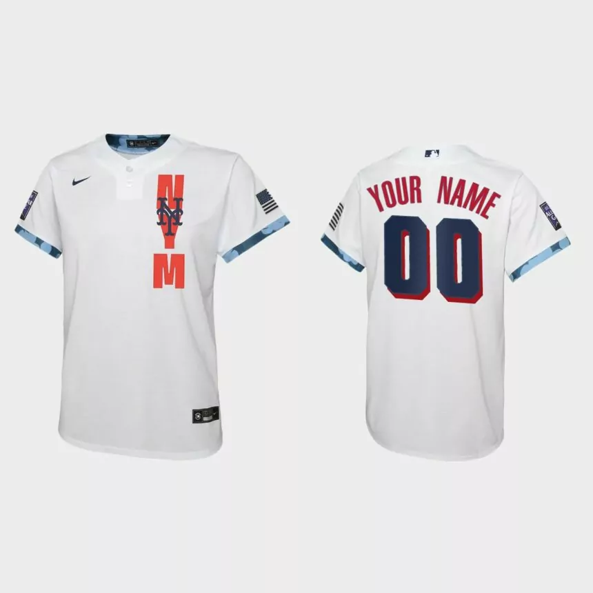 Youth New York Mets Custom White 2021 MLB All-Star Game Jersey