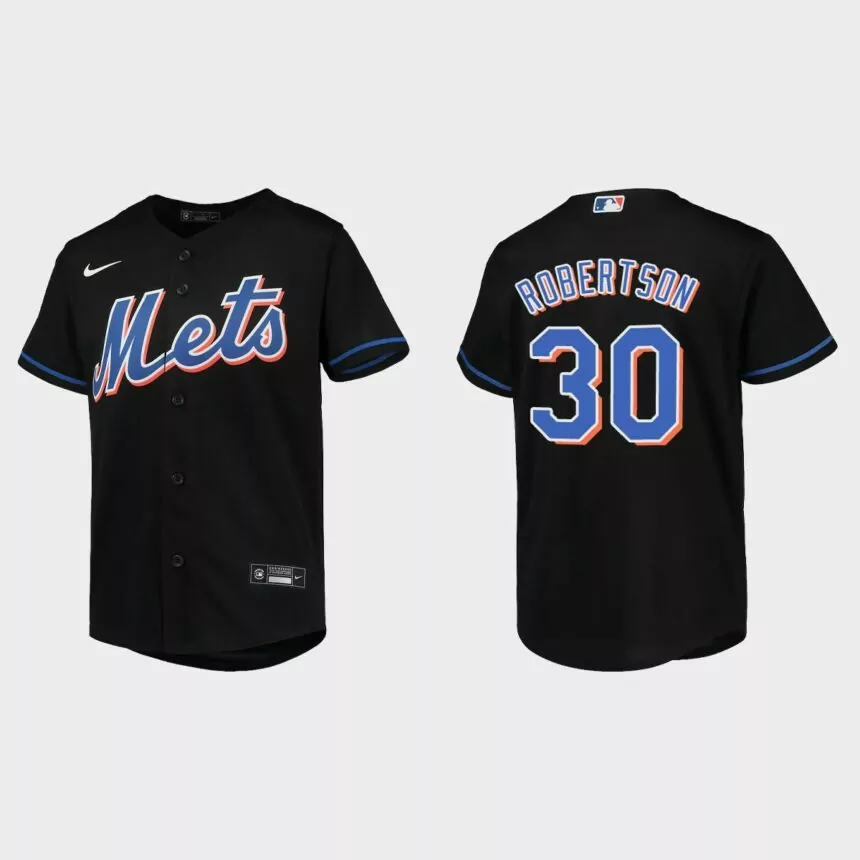 Youth New York Mets David Robertson Black Replica Alternate Jersey