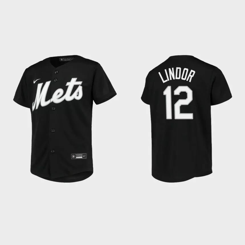 Youth New York Mets Francisco Lindor Black Replica Team Jersey