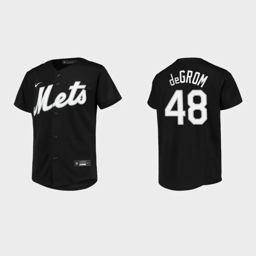 Youth New York Mets Jacob deGrom Black Replica Team Jersey