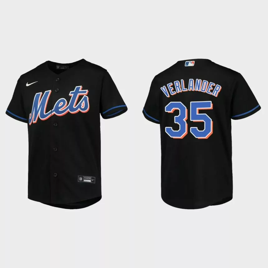 Youth New York Mets Justin Verlander Black Replica Alternate Jersey