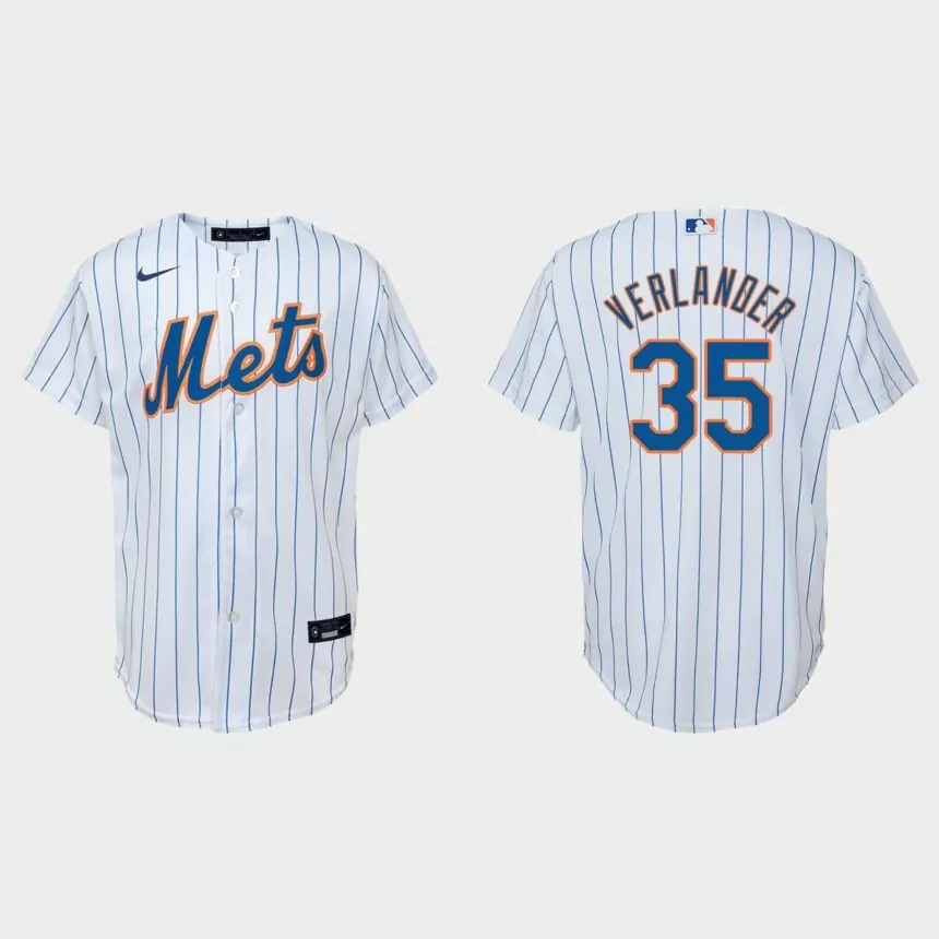 Youth New York Mets Justin Verlander White Replica Home Jersey