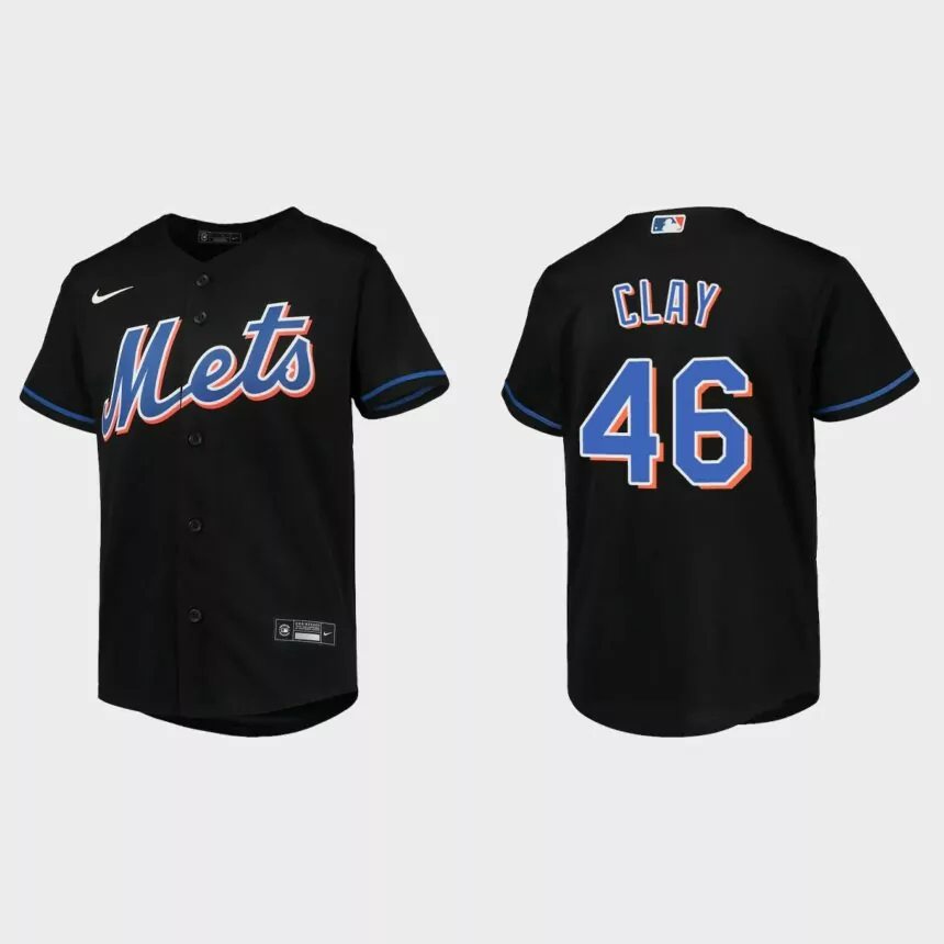 Youth New York Mets Sam Clay Black Replica Alternate Jersey