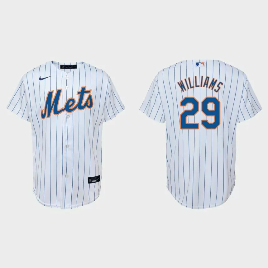 Youth New York Mets Trevor Williams White Replica Home Jersey