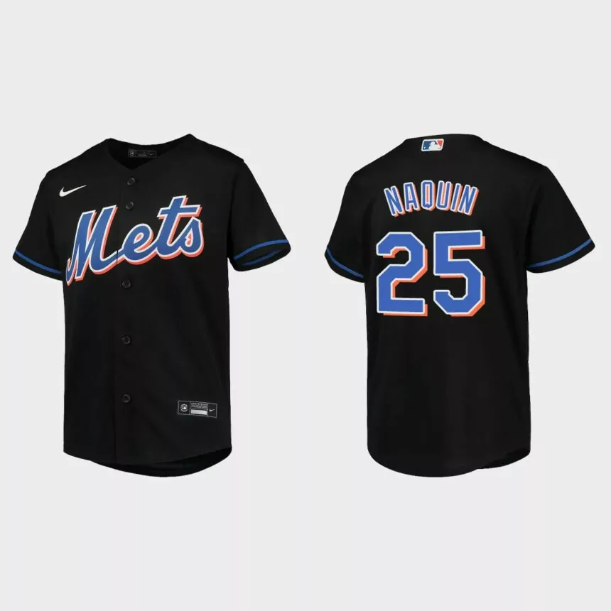 Youth New York Mets Tyler Naquin Black Replica Alternate Jersey