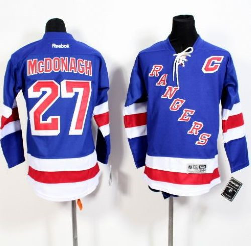 Youth New York Rangers #27 Ryan McDonagh Blue Home Stitched NHL Jersey