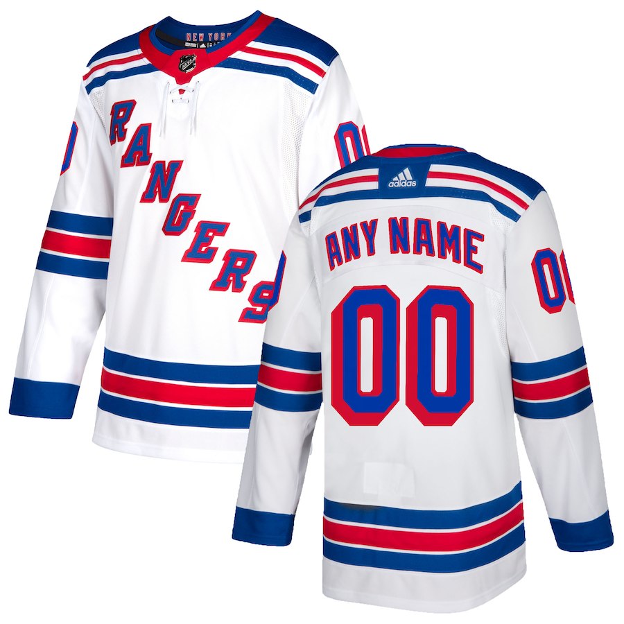 Youth New York Rangers Custom adidas White Away Jersey Stitched