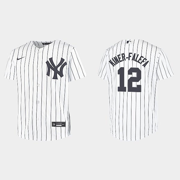 Youth New York Yankees #12 Isiah Kiner-Falefa White Home with Name Cool Base Jersey