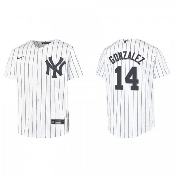 Youth New York Yankees #14 Marwin Gonzalez White Home with Name Cool Base Jersey