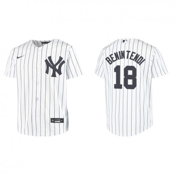 Youth New York Yankees #18 Andrew Benintend White Home with Name Cool Base Jersey