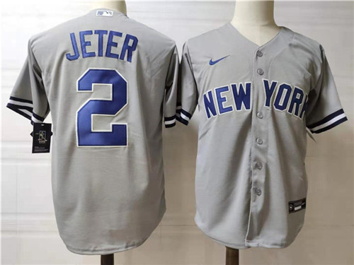 Youth New York Yankees #2 Derek Jeter Nike Grey Road with Name CoolBase Jersey