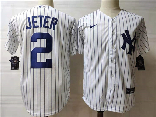 Youth New York Yankees #2 Derek Jeter Nike Home White with Name CoolBase Jersey