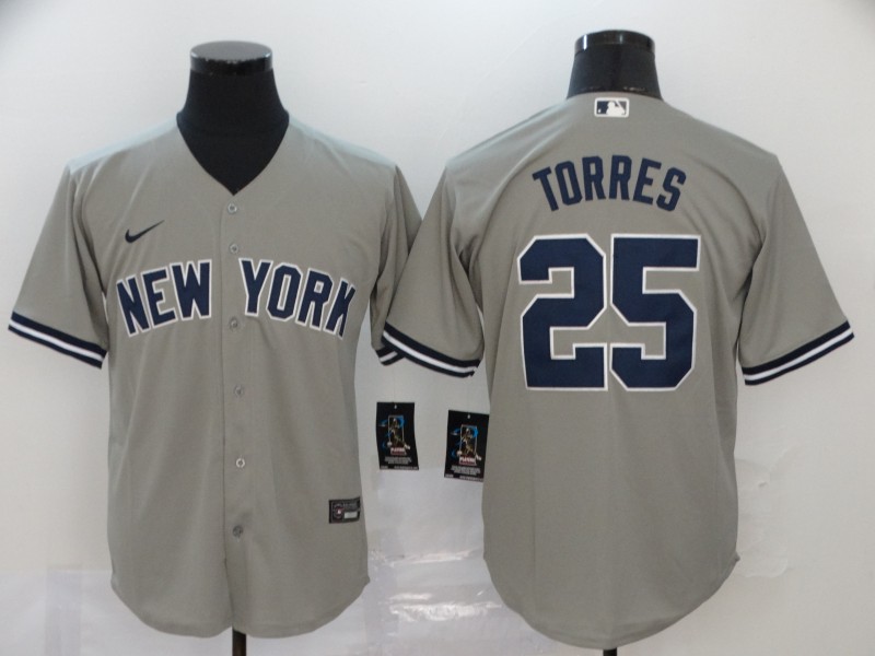 Youth New York Yankees #25 Gleyber Torre Nike Grey Road with Name CoolBase Jersey