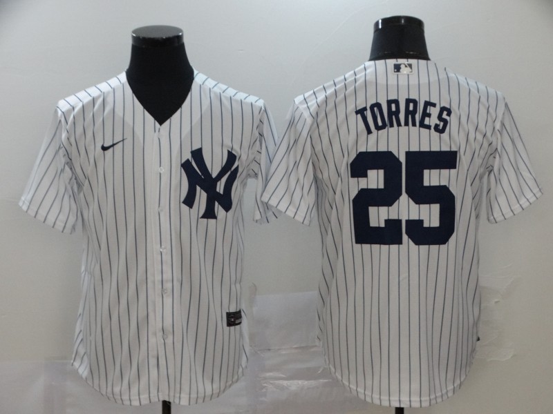 Youth New York Yankees #25 Gleyber Torre Nike Home White with Name CoolBase Jersey