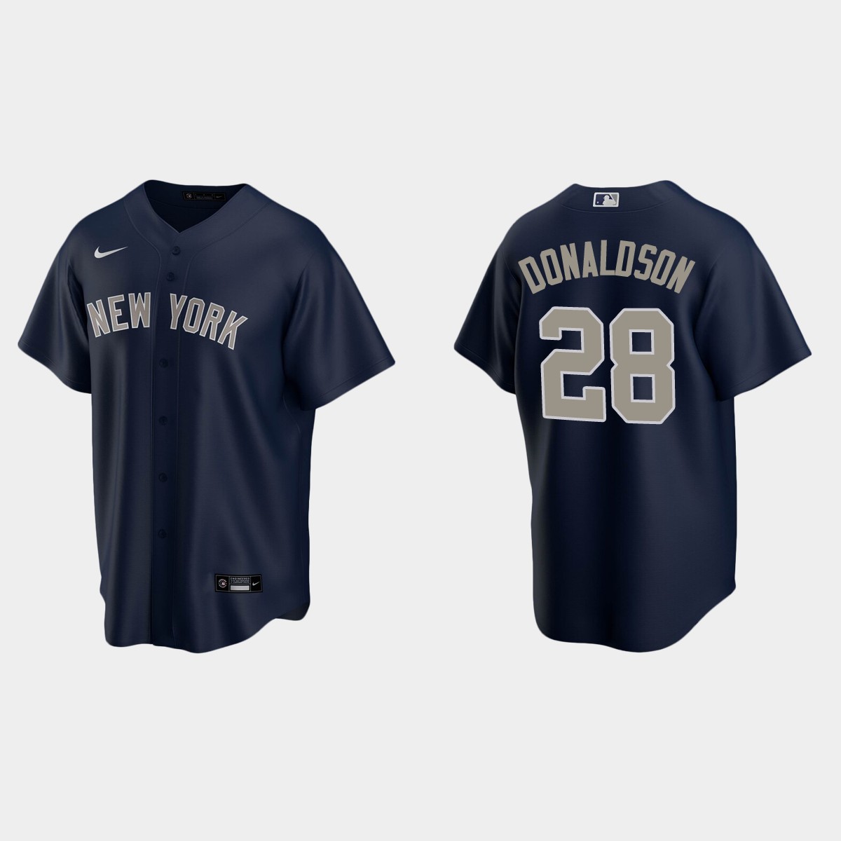 Youth New York Yankees #28 Josh Donaldson Nike Navy Gray Alternate 2nd with Name Cool Base Player Jersey