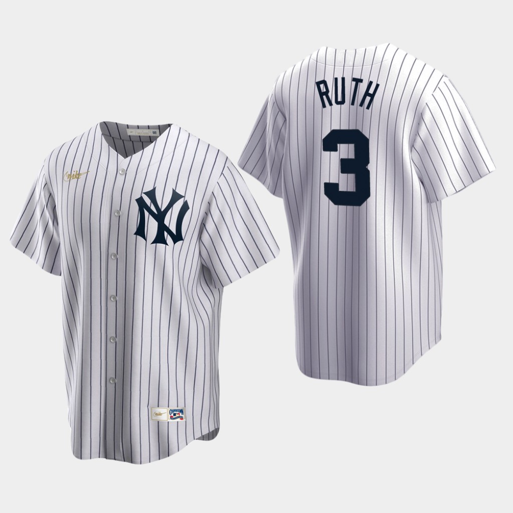 Youth New York Yankees #3 Babe Ruth White Home Nike Cooperstown Collection Jersey