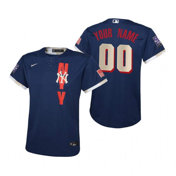 Youth New York Yankees Custom Gerrit Cole Gleyber Torres Giancarlo Stanton Luis Severino Nike Navy 2021 MLB All-Star Game Jersey