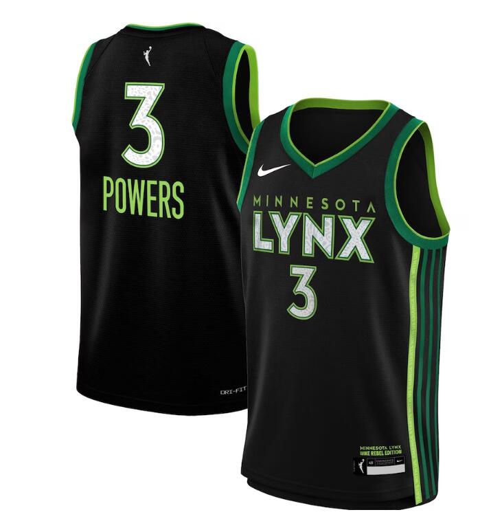 Youth Nike Aerial Powers Black Minnesota Lynx 2023 Rebel Edition Victory Player Jersey