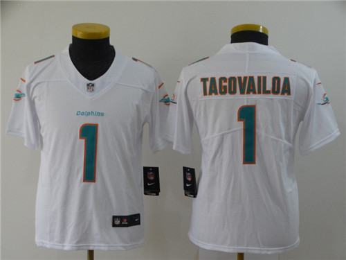 Youth Nike Dolphins 1 Tua Tagovailoa White Youth 2020 NFL Draft First Round Pick Vapor Untouchable Limited Jersey