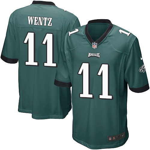 Youth Nike Eagles #11 Carson Wentz Midnight Green Team Color Stitched NFL New Elite Jersey