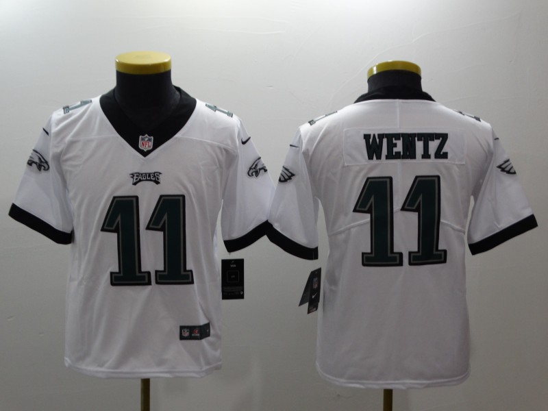 Youth Nike Eagles 11 Carson Wentz White Youth Vapor Untouchable Player Limited Jersey