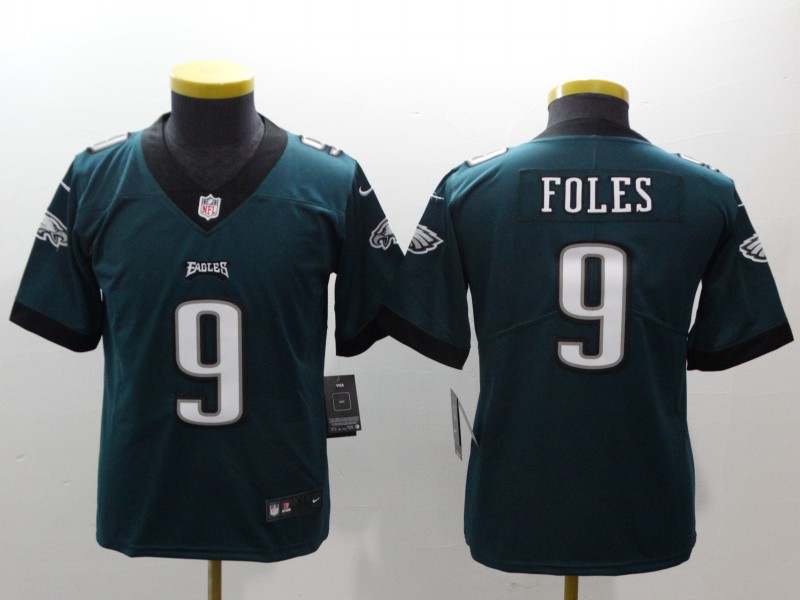 Youth Nike Eagles 9 Nick Foles Green Youth Vapor Untouchable Player Limited Jersey